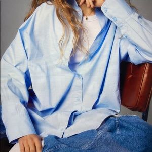 Oversized cotton button down blouse